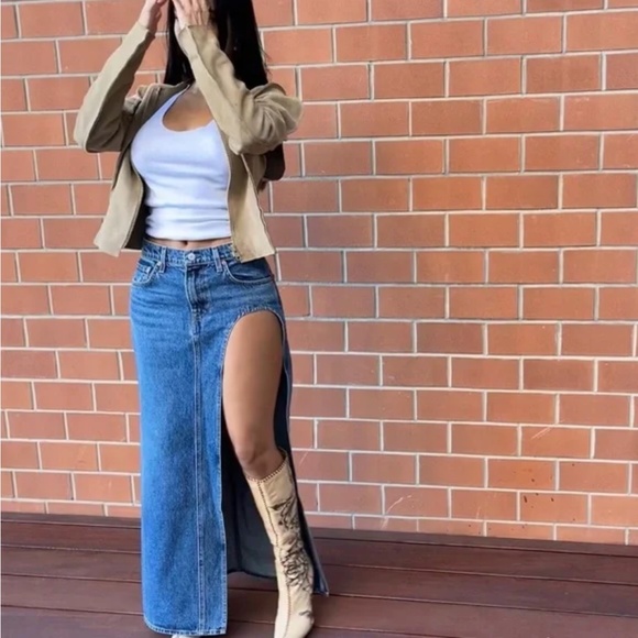 GRLFRND Denim Blanca Maxi Skirt in Crissy Field Blue Size 24 - Picture 11 of 16